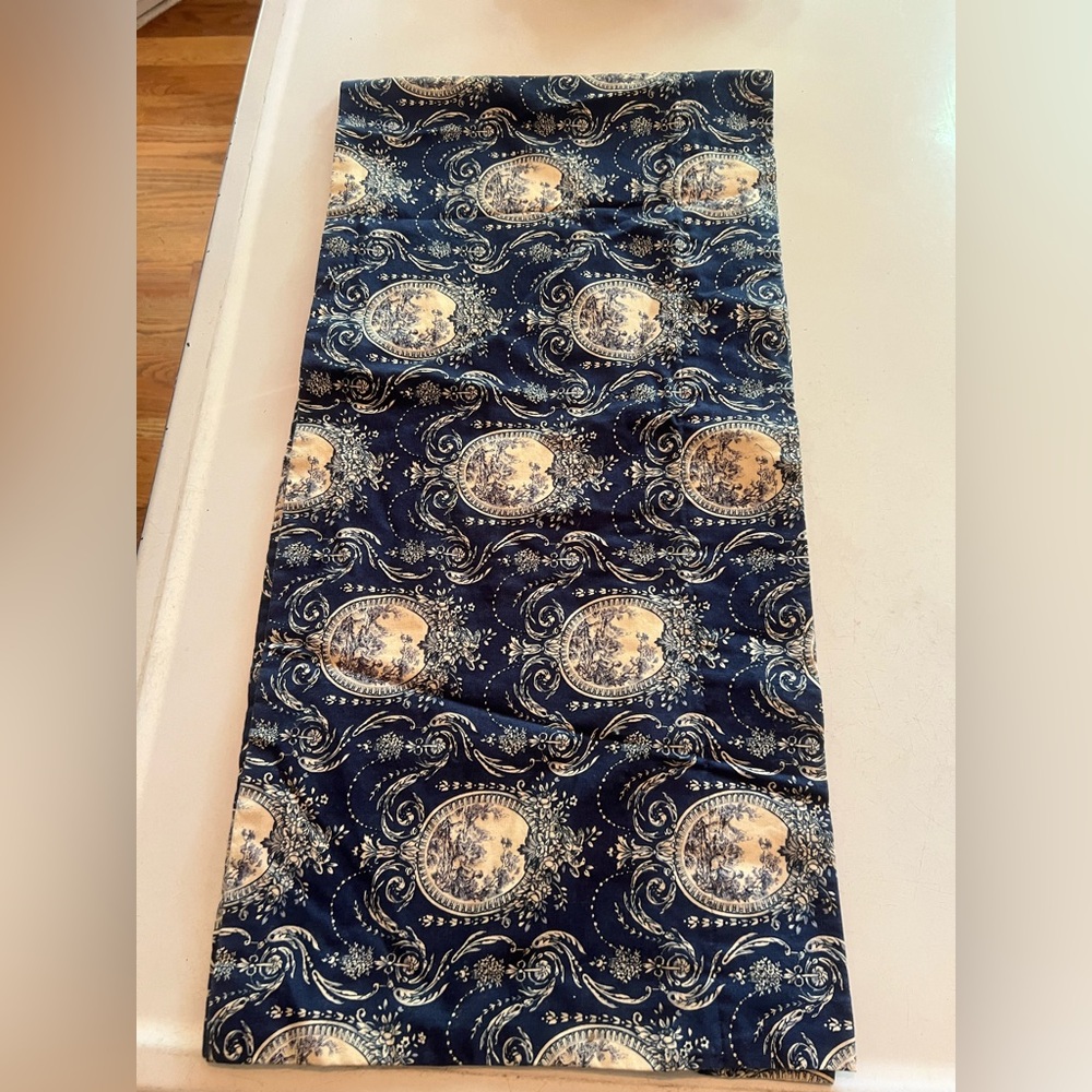 Vintage Blue and White Toile Patterned window valance